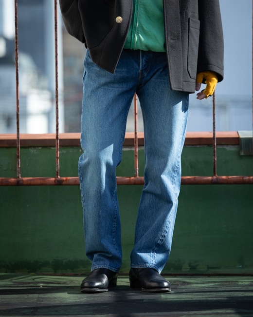 CIOTA Straight 5Pocket Pants [Midium Dark Blue Damage]