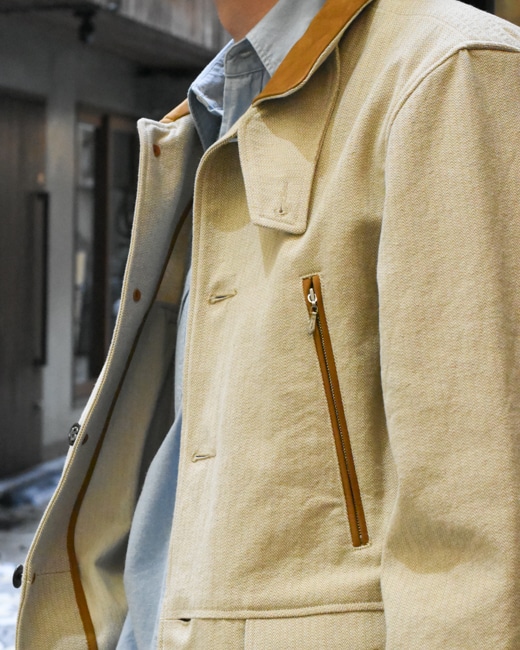 NICENESS LORAN-HERRINGBONE HUNTING JACKET[KHAKI]