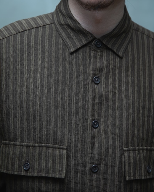 evan kinori popover shirt M エバンキノリ リネン Popover Shirt - Tumbled Linen/Hemp, Brown – evan kinori