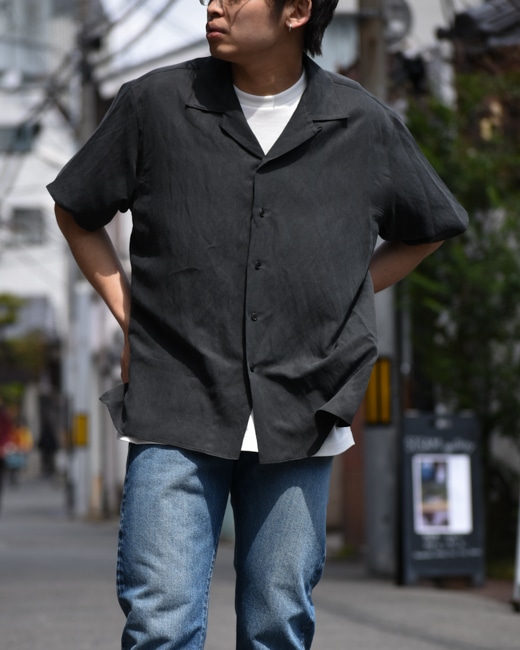 A.PRESSE (アプレッセ) Open Collar S/S Shirt A.PRESSE - アプレッセ 25SS Silk Cotton Open Collar S/S Shirt