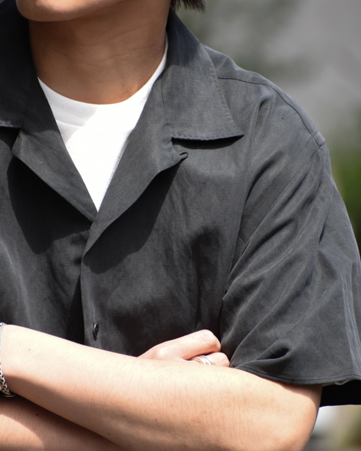 A.PRESSE (アプレッセ) Open Collar S/S Shirt A.PRESSE - アプレッセ 25SS Silk Cotton Open Collar S/S Shirt