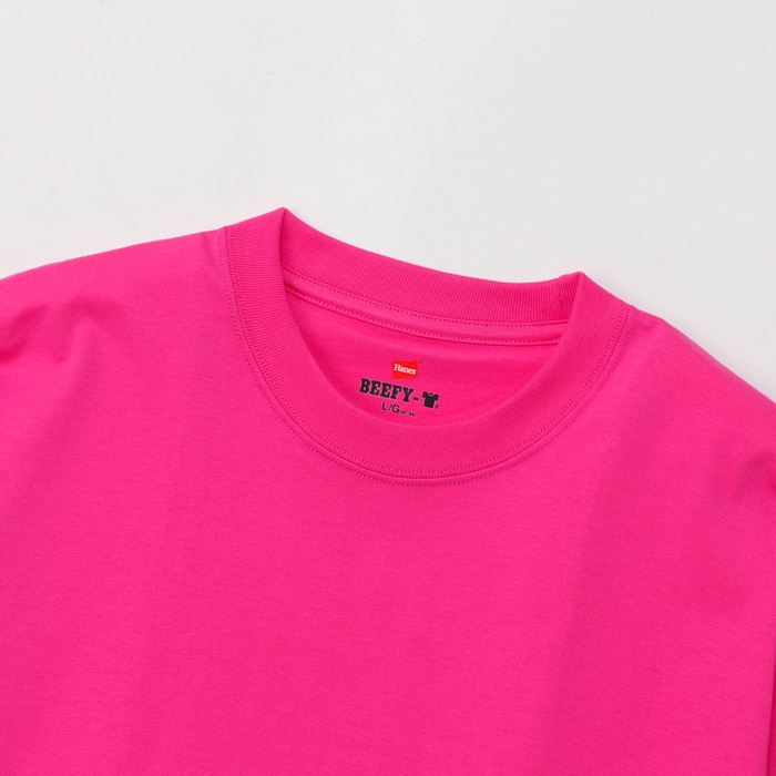 Tシャツ プリント ピンク ヘインズ ビーフィー ヘビーウェイト Hanes BEEFY-T Tシャツ [50周年記念限定カラー]