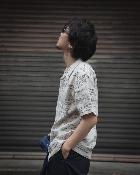 I*l様 最終割！RRL 25SSエアプレーンプリント リネン キャンプ シャツ 最終割！RRL 25SSエアプレーンプリント リネン キャンプ シャツ