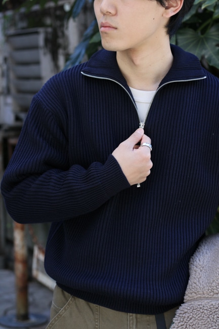 BATONER 別注 Half Zip Ficsherman Knit レショップ× BATONER Half Zip Ficsherman Knit