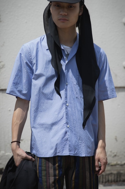 blurhms Chambray Open-collar Shirt ブラームス blurhms Chambray Open-Collar Shirt Black | HAVEN