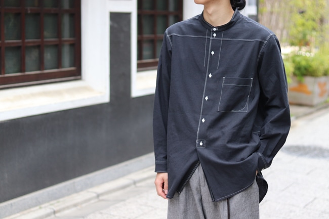 Gorsch [ ゴーシュ ] STAND COLLAR SOLID LONG SHIRT