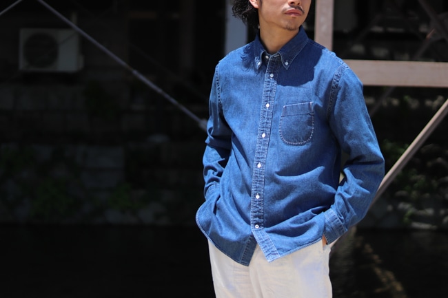 HANDROOM [ ハンドルーム ] 8oz DENIM BUTTON DOWN SHIRT