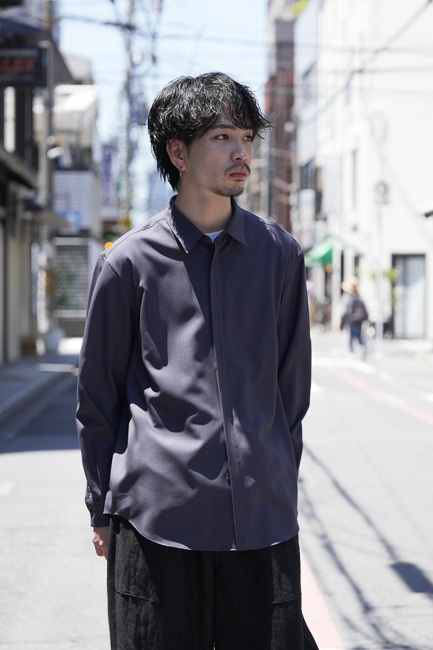 OVERCOAT [ オーバーコート ] Dropped Shoulder Top with Shirt Collar Classic Wool  Shirt