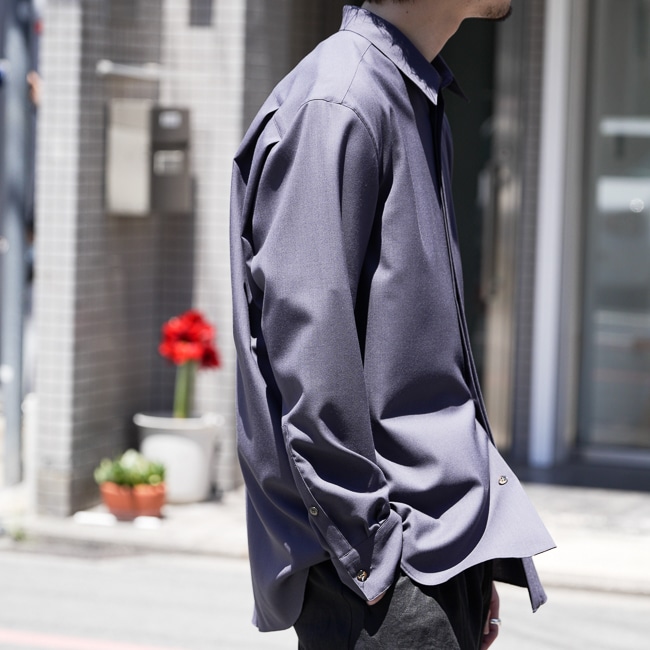 OVERCOAT [ オーバーコート ] Dropped Shoulder Top with Shirt Collar Classic Wool  Shirt