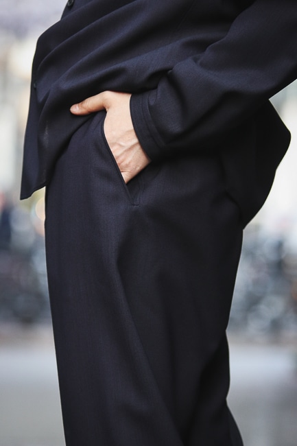 ジャケット・アウター The CLASIK DORMEUIL MINIMAL COLLARLESS The CLASIK Army Track Jacket-Dormeuil English Flannel [Charcoal]