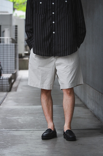 A.PRESSE [High Density Weather Cloth Shorts -Ecru-]