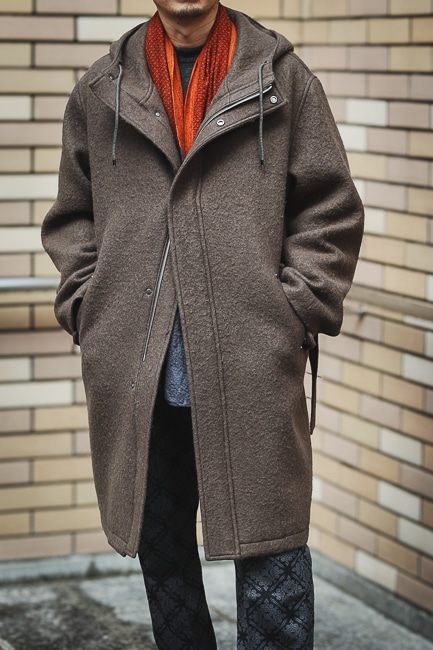 AURALEE [Blushed Alpaca Wool Melton Hooded Coat]