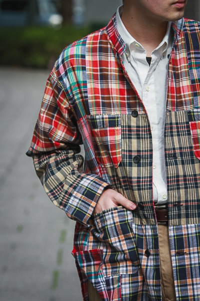 ENGINEERED GARMENTS [Dayton Shirt -Square Patchwork Madras-]