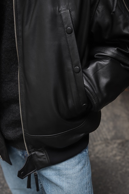 CCU シープレザー ボンバージャケット ma-1 ブラック CCU / BOMBER JACKET - SHEEP SKIN - black - 乱痴気LANTIKI