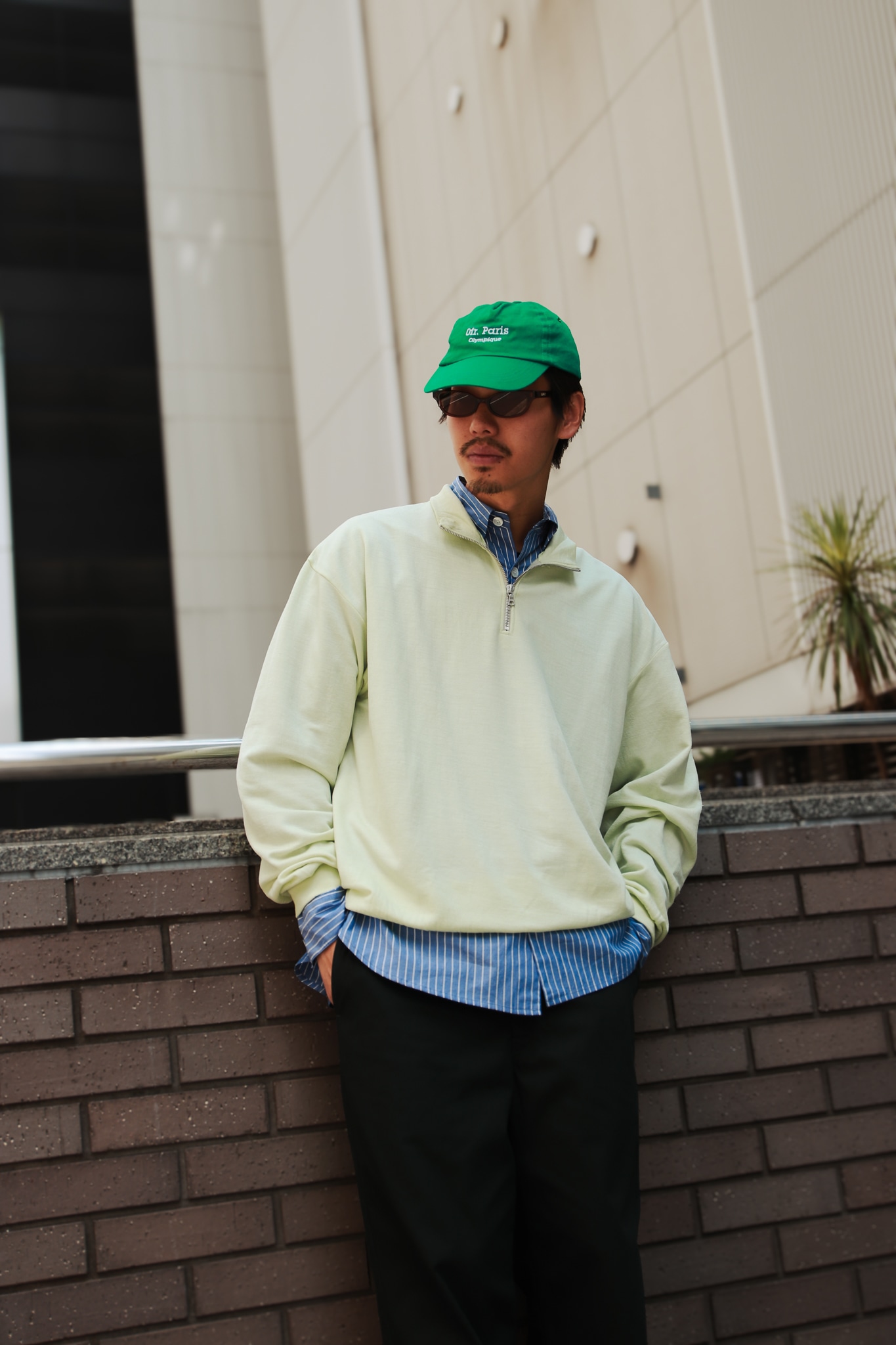今期新作 オーラリー LIGHT WOOL SWEAT HALF ZIP P/O LIGHT WOOL SWEAT HALF ZIP P/O(PALE LIME) - H-L