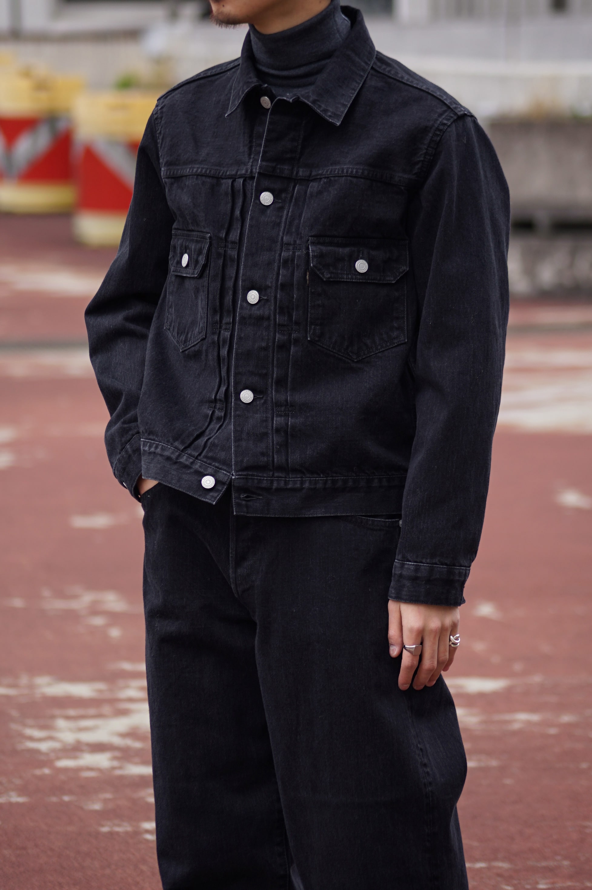 SCYE BASICS 26SS SELVAGE BLACK DENIM JACKET TYPE2/BAGGY JEANS