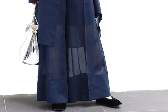 CINOH/チノ】Cotton Organdie No Collar Long Shirt/Wide Pants