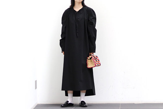 THE HINOKI//ザヒノキ】Og Cotton Linen Gathered Neck Dress