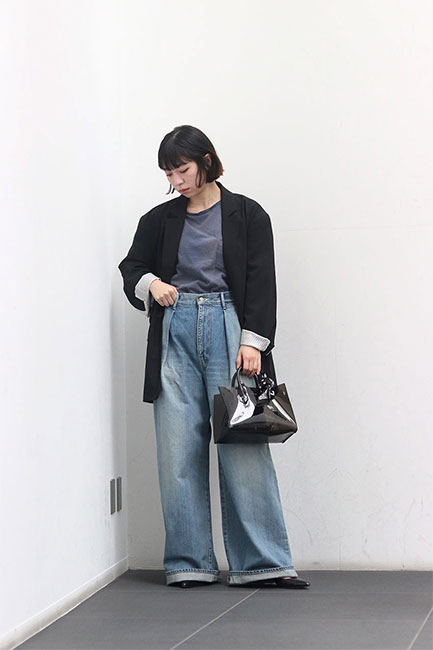 【Graphpaper】SelvageDenimTwoTuckWidePants Graphpaper Selvage Denim Two Tuck Wide Pants - LIGHT FADE