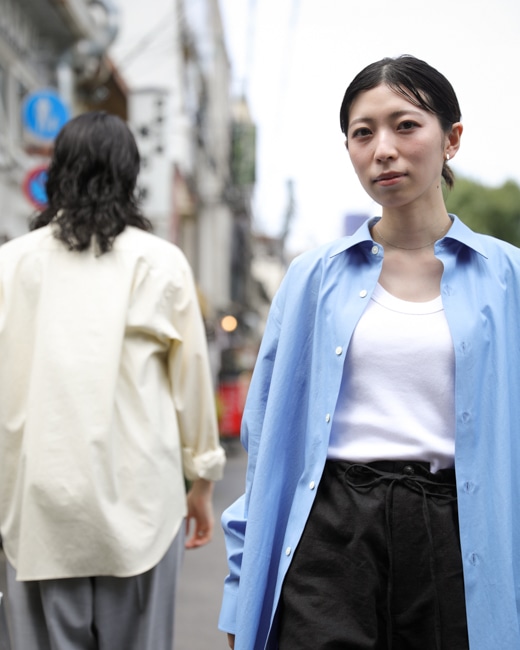 トップス AURALEE WASHED FINX TWILL SHIRT AURALEE - WRINKLED WASHED FINX TWILL SHIRT LIGHT GREEN