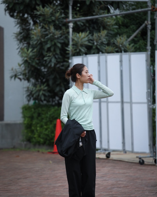 AURALEE WOOL AMUZEN POLO [PALE GREEN]