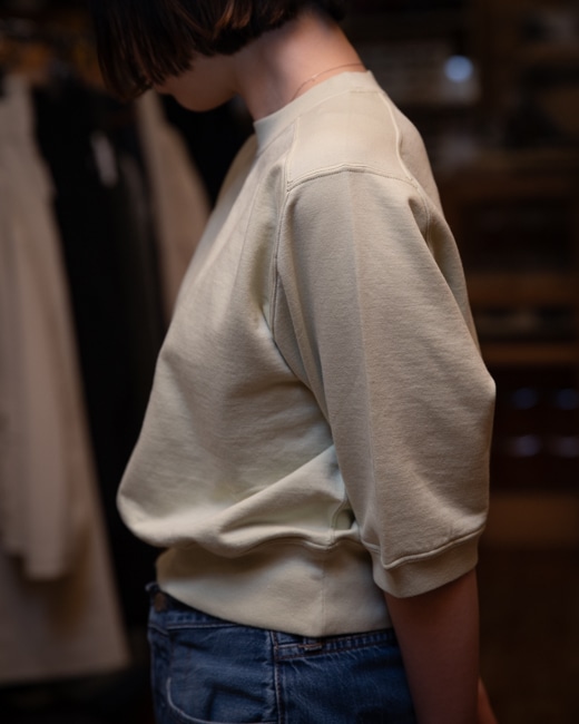 AURALEE Elastic High Gauge Sweat Half Sleeve P/O [Pistachio]