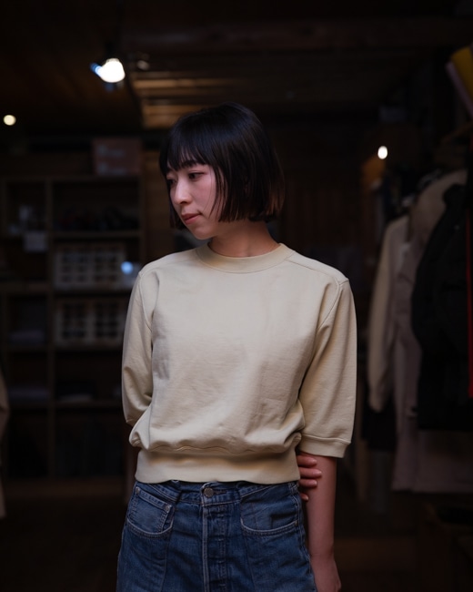 AURALEE Elastic High Gauge Sweat Half Sleeve P/O [Pistachio]