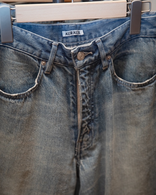 AURALEE Selvedge Faded Light Denim Pants / Organic Cotton