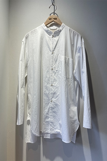 blurhms/ブラームス】Chambray Stand Collar Cuffless Shirt