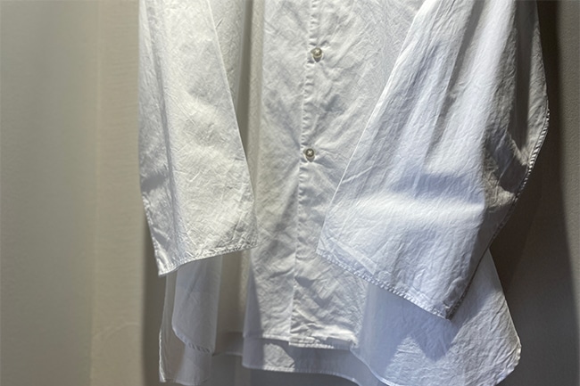 blurhms/ブラームス】Chambray Stand Collar Cuffless Shirt