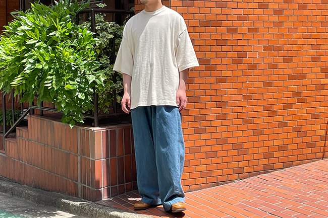 blurhms/ブラームス】Cotton Silk Nep Super Size Tee - Ivoryカラー