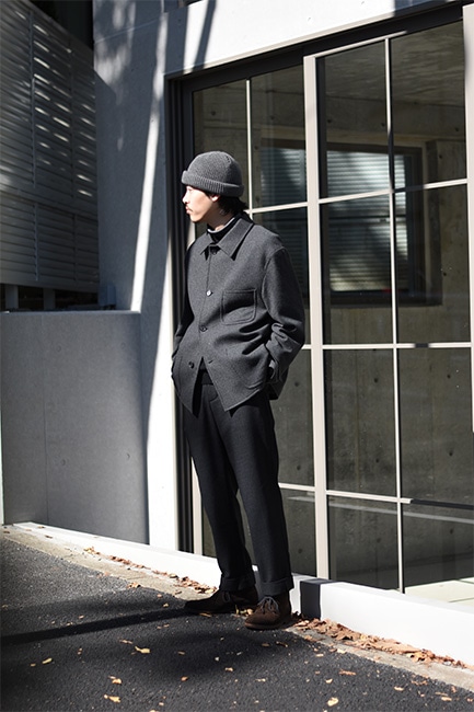 A.PRESSE/アプレッセ】Cashmere Light Flannel Coverall Jacket