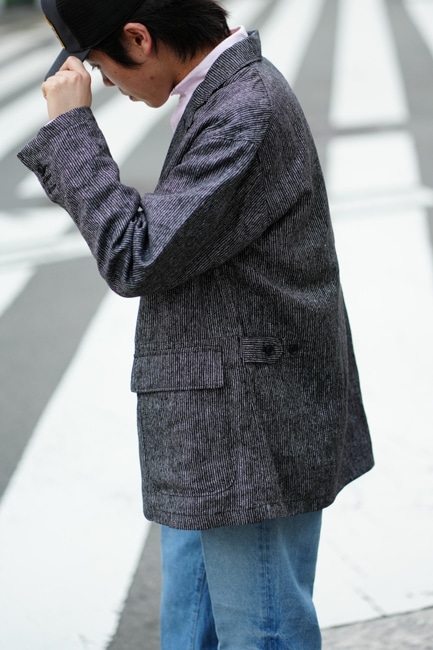 ENGINEERED GARMENTS/エンジニアド ガーメンツ Loiter Jacket - Linen Stripe [Black×Grey]