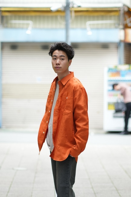 NEEDLES/ニードルズ Work Shirt - Linen Canvas【Orange】