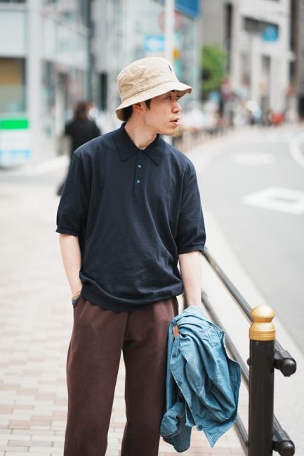 KAPTAIN SUNSHINE/キャプテンサンシャイン Cotton Knit Polo Shirt [Navy]