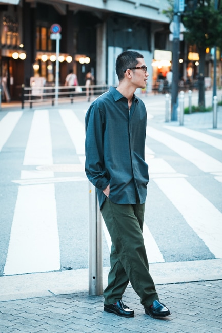 バトナー　ウール　レギュラーカラーシャツ　シースルー BATONER/バトナー Clean Wool Regular Collar Shirt