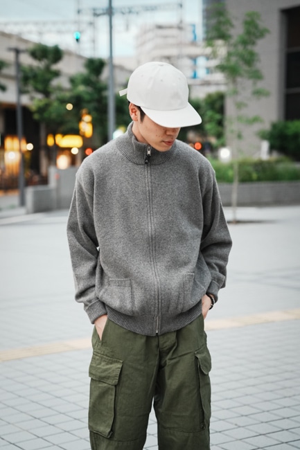 HERILL/へリル Golden Cash Zip-Up Sweater [Top Gray]