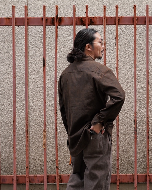 evan kinori/エヴァンキノリ Big Shirt - Mud Dyed Cotton Batiste [Brown]