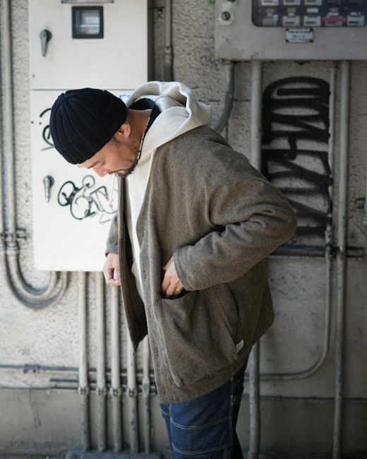 SASSAFRAS/ササフラス Digs Crew Carde Jacket - Tweedy Cotton [Beige]