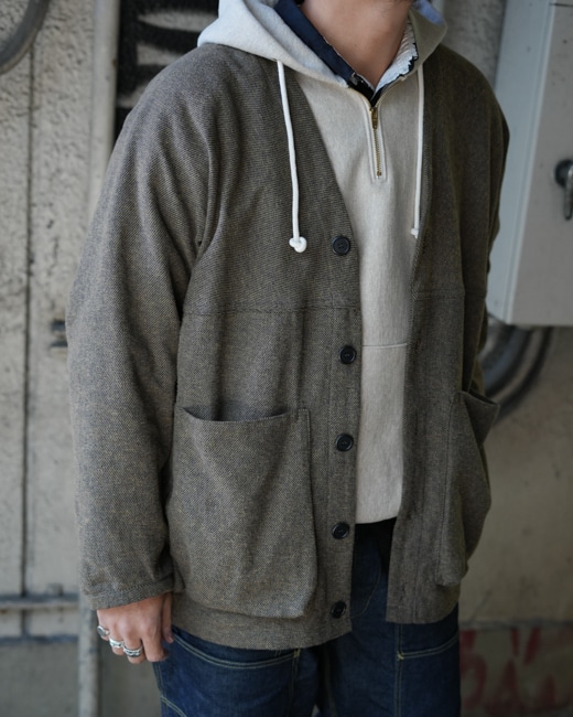 SASSAFRAS/ササフラス Digs Crew Carde Jacket - Tweedy Cotton [Beige]