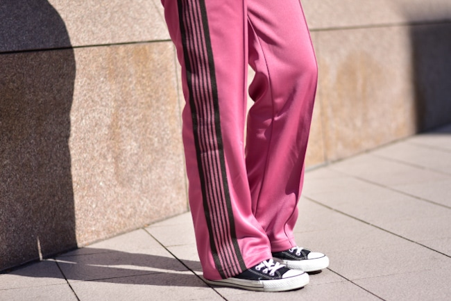 NEEDLES/ニードルズ Track Pant - Poly Smooth [Smoke Pink/Emerald]