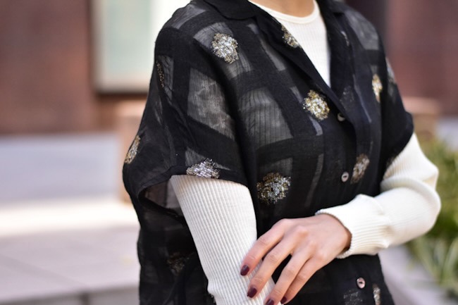 NEEDLES/ニードルズ French Sleeve Blouse [Oriental Lame Jq./Dot