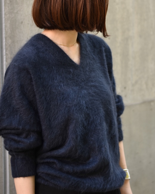 ATON/エイトン Royal Fur Cashmere | V-Neck Sweater