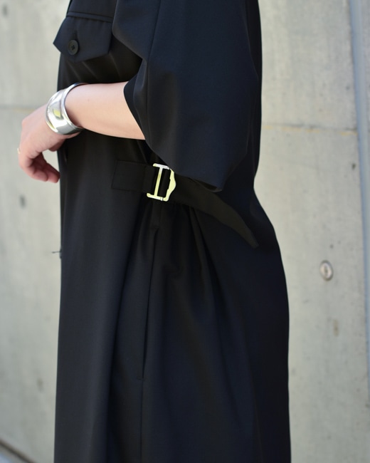 美品 ロエフ LOEFF 24AW ダブルブレストワンピース 0 ブラック 美品 ロエフ LOEFF 24AW ダブルブレストワンピース 0 ブラック