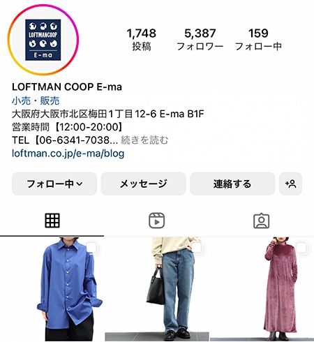 LOFTMANCOOP E-ma店 Instagramアカウント
